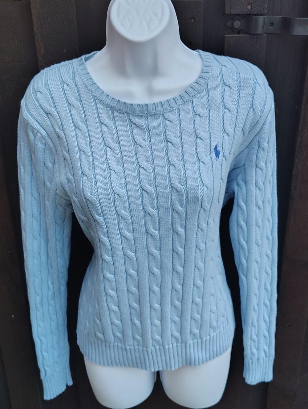 Polo by Ralph Lauren Light Blue Cable-Knit Crewneck Sweater